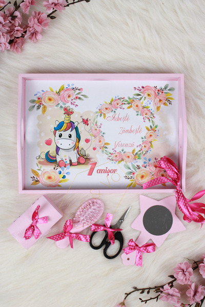 GoVo Kids Set tavita taiere mot, Unicorn, 6 piese, Roz, 35×20 cm – Accesorii ...