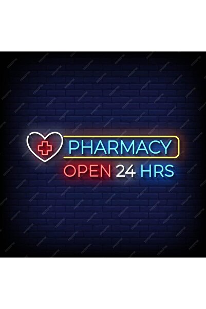 Slasa Pharmacy Open 24 Hrs Neon Sign 35x70 cm with 6 mm Acrylic Base