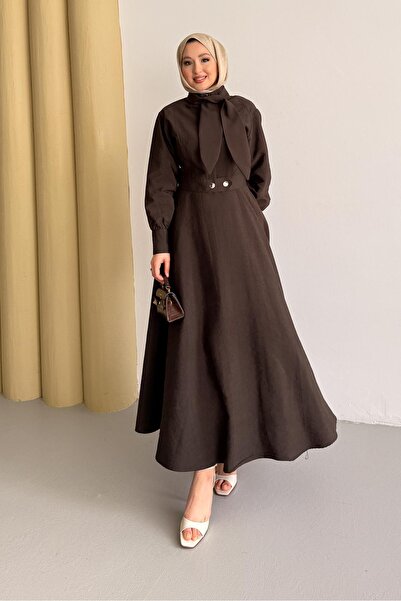 Rimel Moda طقم كوفرا مع وشاح بني