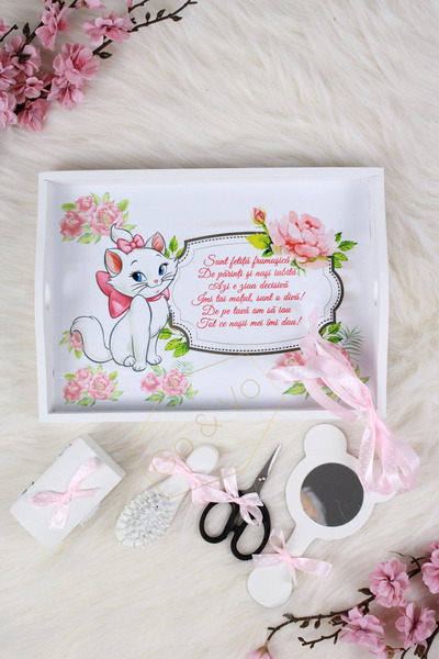 GoVo Kids Set tavita taiere mot, Pisica Marie, 6 piese, Roz, 35×20 cm – Acces...