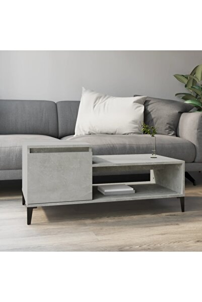Concept Τραπεζάκι σαλονιού, γκρι σκυροδέματος, 100x50x45 εκ., επεξεργασμένο ξύλο