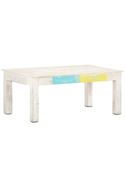 Concept Τραπεζάκι σαλονιού, λευκό, 110x60x45 εκ., μασίφ ξύλο μάνγκο