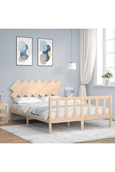 Concept Cadru de pat cu tăblie, lemn masiv, king size, 1,5 m