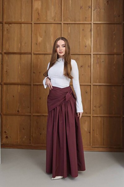 D'RECCY Women's Belted Flowered Long Skirt
