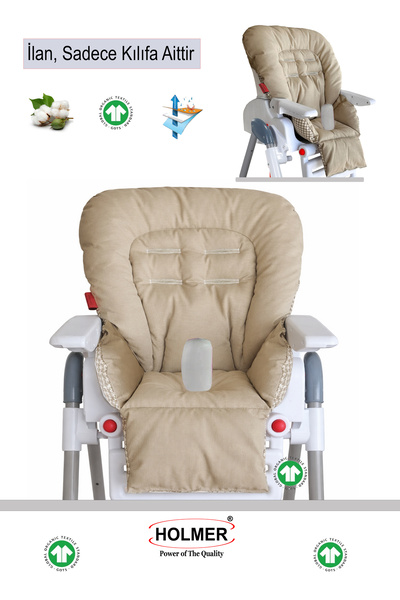 Holmer Leke Tutmaz Organik Mama Sandalyesi Minderi & Kılıfı Max-M Bej