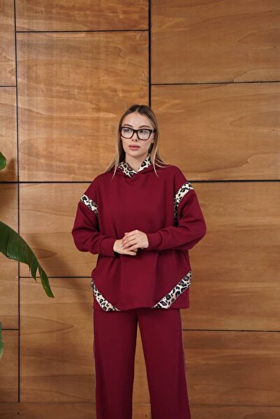 JUSTİN EXCLUSİVE Women's Black Oversize Stone Detailed Hoody and Wide Leg Pan...