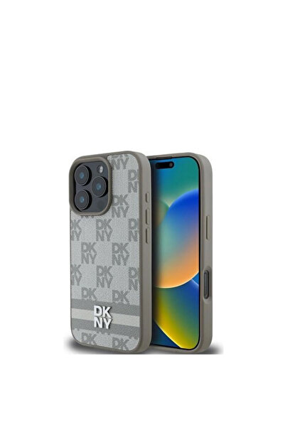 Dkny Original Case for iPhone 16 Pro Max Leather Checkered Pattern and Stripe