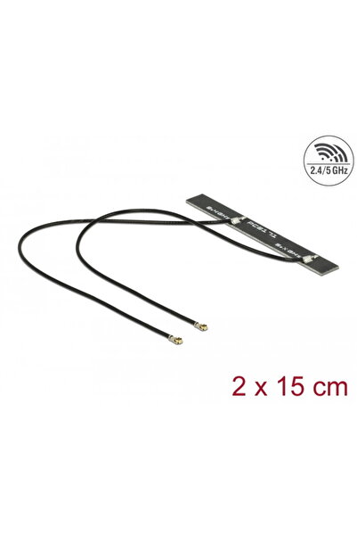 DELOCK Antenă WLAN WiFi 6 cu bandă duală și conector dual MHF® 4L