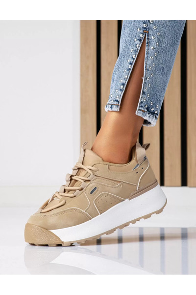 Zaira Women's khaki sneakers made of eco- Leather Lora #18640 - 39
