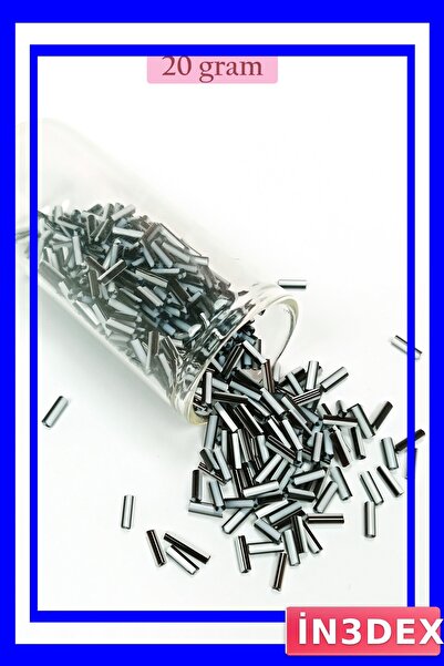 İN3DEX Black White Long Tube Cut Beads 2mm Diameter 10mm Length