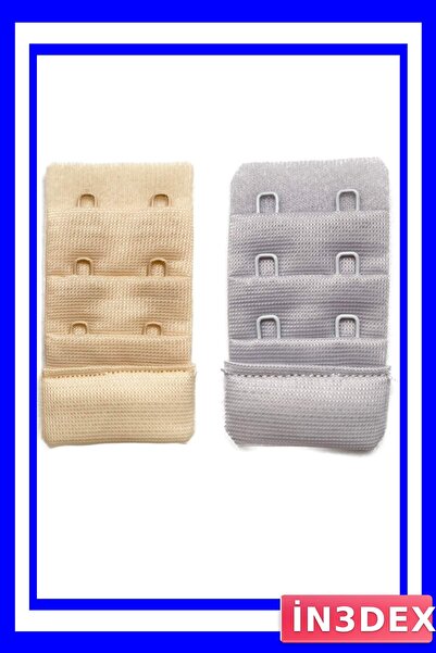 İN3DEX Bra Extension Hook Set 3 Rows and 2 Hooks Gray Color