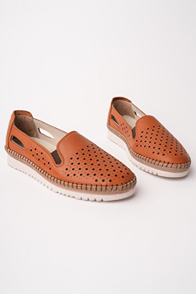 Madam Tarz Vrp-501 Star Pattern Genuine Leather Ballerinas