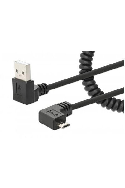 MANHATTAN Спирален USB-A към Micro-USB кабел 1 м, черен