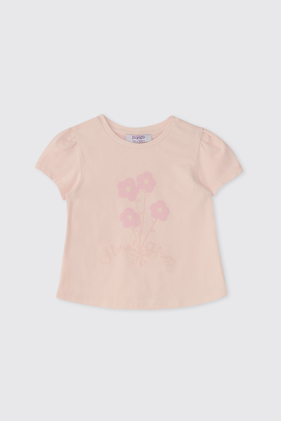 Panço Kız Bebek Sim Baskılı Pudra Tişört