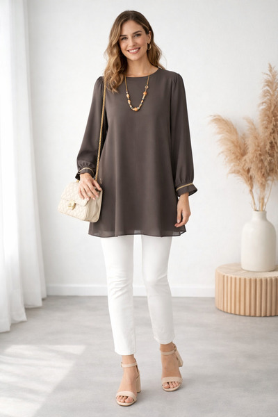 İklim Kol Boncuk İşlemeli Tunik 4615