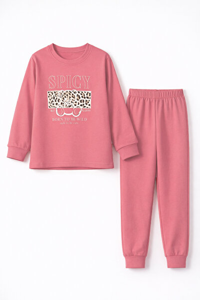 REMSA Girl's Cotton Patterned Pajama Set 8401 Mercan03