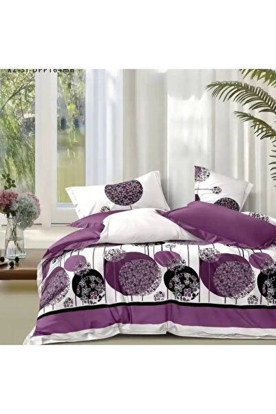 Pucioasa 6-piece finet double Duvet Cover Set , Purple Circles