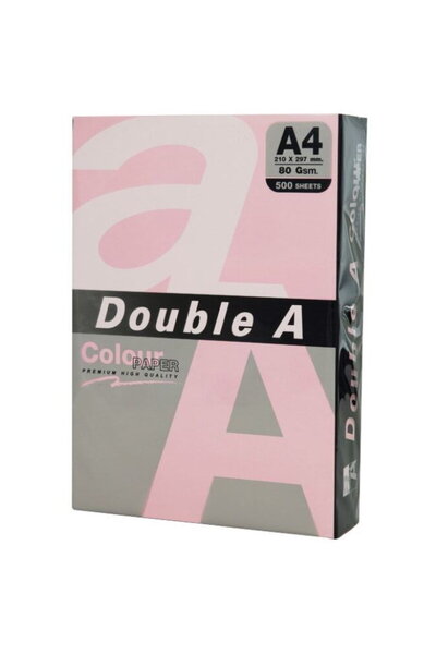 DOUBLE A Hârtie colorată A4, 80 g/mp, 500 coli/partea superioară, roz pastel