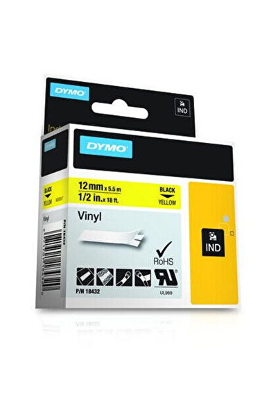 Dymo Rhino Band Vinyl 12mmx5.5m Black->Yellow