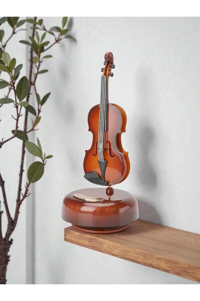 CaactuStore Dekoratif Keman / Gitar / Saz Tasarımlı Çevirmeli Müzik Kutusu De...