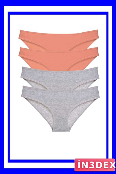 İN3DEX 4-Piece Lycra Women's Slip Panties Set Powder Gray Color