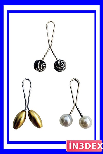 İN3DEX Hijab Scarf and Shawl Fixing Clip Set 3 Pieces