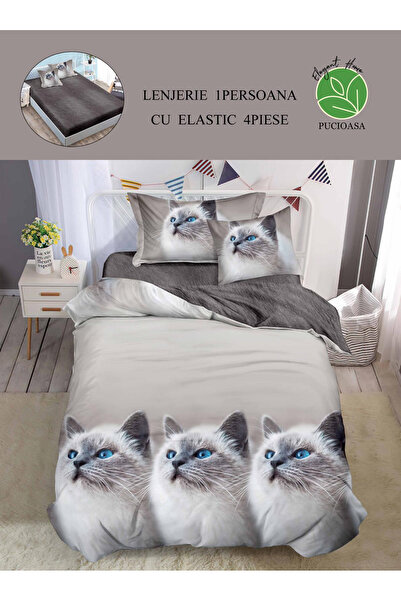 FIONNA.RO Finet Duvet Cover Set with Stretchy 1 Person - Cat