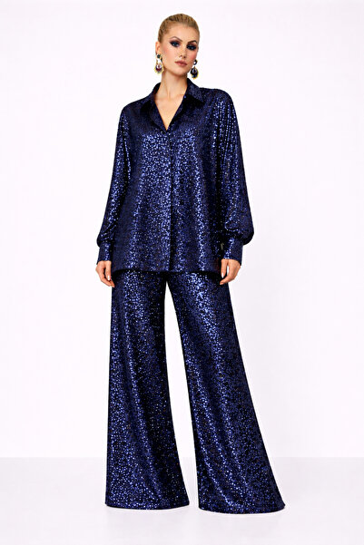 UNTIMELY Oversize Sequin Shirt & Wide-Leg Sequin Pants Set