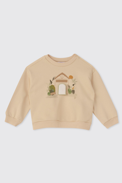 Panço Erkek Bebek Baskılı Açık Yeşil Sweatshirt