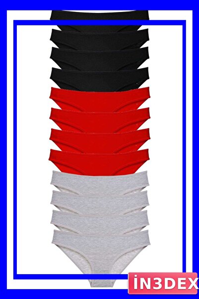 İN3DEX Lycra Women's Slip Panties Set 12 Pieces Multiple Color Options