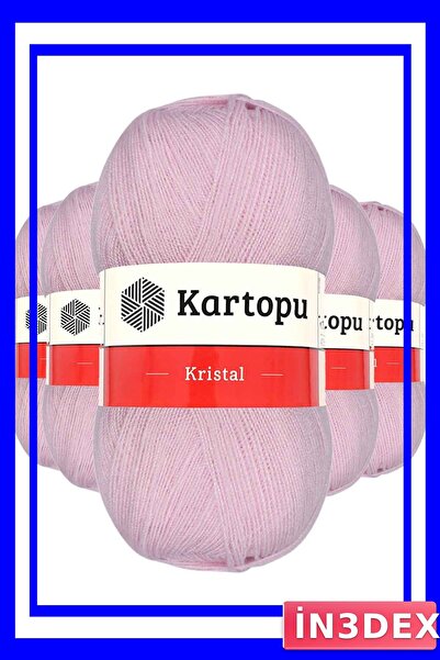 İN3DEX Light Pink Colored Double Layered Hand Knitted Fiber Yarn 5 Pieces