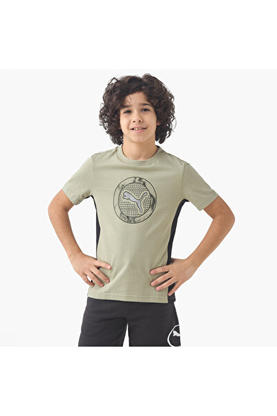 Puma Boys Crew Neck T-shirt with Graphic Print - Cotton - Short Sleeve