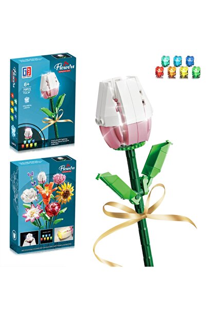 Saule Renkli Işıklı Blok Çiçek - Lale