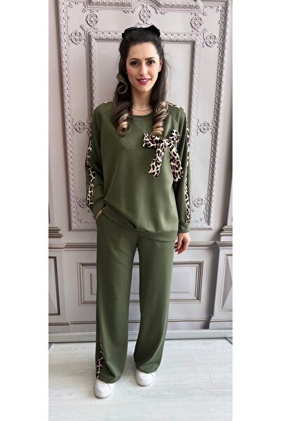 OnlyForYou Women's tracksuit made of elastic viscose, with applied bow and an...