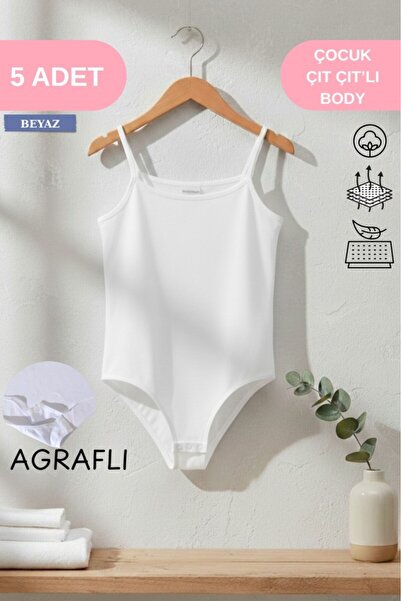 ECNT Girl's Rope Strap Snap Hook Bodysuit 5-Piece Pack