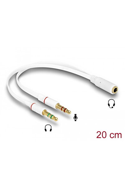 DELOCK Adaptor pentru căști 1 x mufă stereo de 3,5 mm cu 4 pini mamă > 2 x mu...