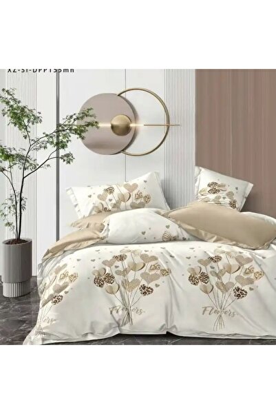 Pucioasa Duvet Cover Set with Stretchy in fine fabric, 6 pieces, Beige Hearts