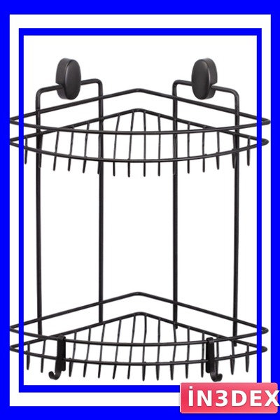 İN3DEX رف زاوية مثلثي الشكل ذو طبقتين باللون الأسود