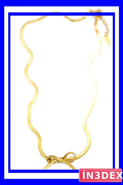 İN3DEX Gold Color Bow Design Necklace Accessory