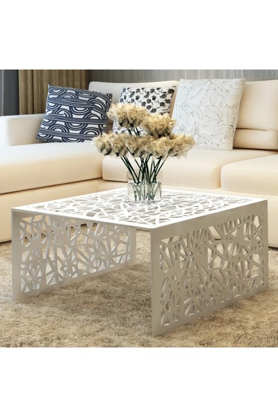 Concept Τραπεζάκι σαλονιού με γεωμετρικό σχέδιο, ασημί, αλουμίνιο
