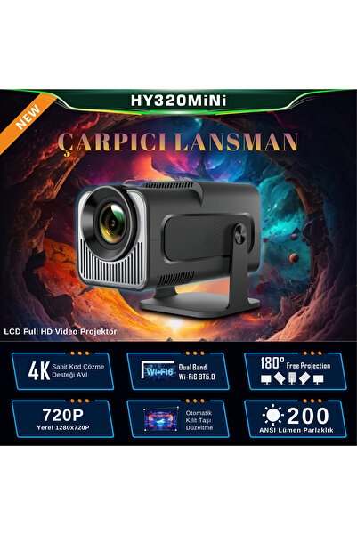 MİHASE HY320 Mini Pro Max Yeni Versiyon Taşınabilir Projeksiyon HDMI USB | An...
