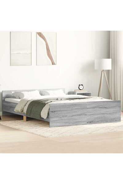 Concept Cadru de pat cu tăblie la cap/picioare, gri sonoma, 140x200 cm