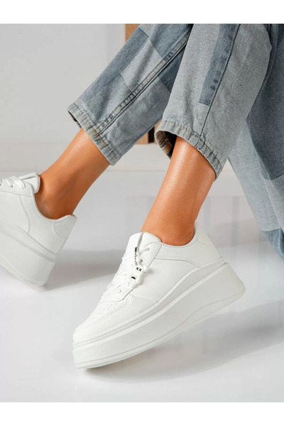 Zaira Adidasi dama albi din piele ecologica Kara #19255 - 39