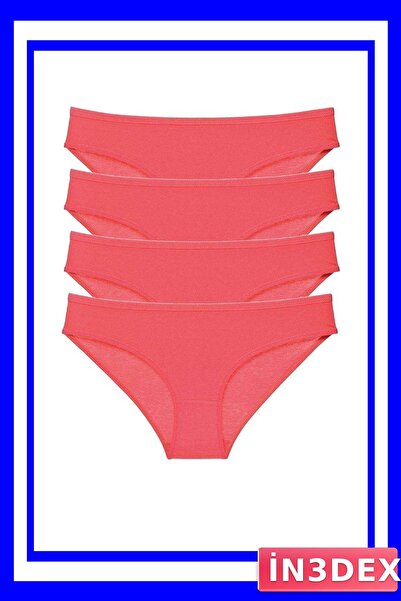 İN3DEX Lycra Women's Slip Panties Set 4 Pieces Red