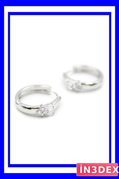 İN3DEX White Color Heart Shaped Hoop Earrings