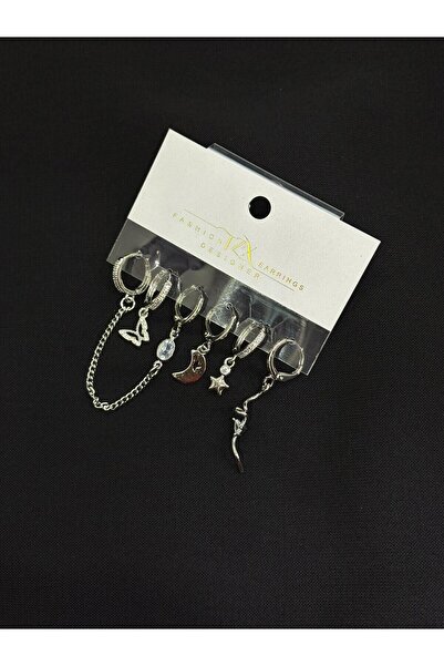 Melisa Takı & Aksesuar 316L Steel Silver Color 6-Piece Earrings