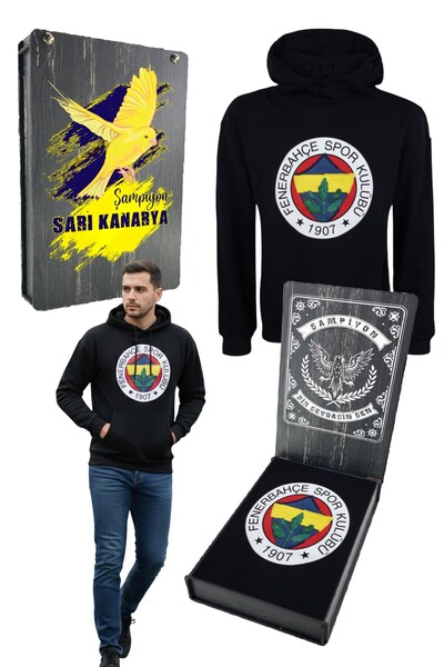 Fenerbahçe Original Licensed Fb Logo Navy Blue Hooded Sweatshirt with Uv Box ...