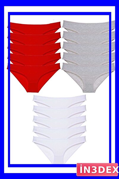 İN3DEX Lycra Women's Slip Panties Set 15 Pieces Economic Package