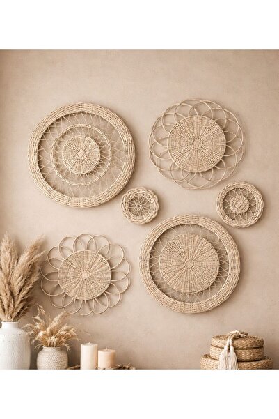nndsgn Rattan Bambu 6 lı El örgü duvar dekor
