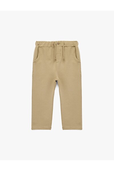 Koton Βαμβακερό φούτερ παντελόνι με ρυθμιζόμενη μέση και ελαστικά κουμπιά